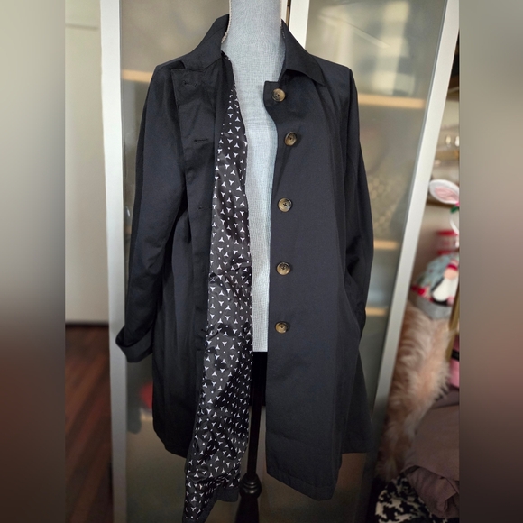 Woman Within Black Trench Coat Women's Size 18 - Picture 3 of 9